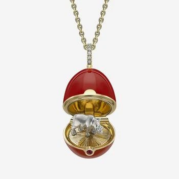 推荐Fabergé Essence 18K Gold, Red Lacquer, Diamond and Mozambique Ruby Rhino Surprise Locket Pendant Necklace 1246FP3032/12商品
