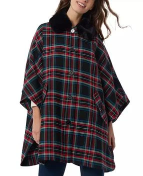 JONES NEW YORK | Women's Plaid-Print Faux-Fur Collar Poncho,商家Macy's,价格¥577