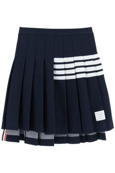 thom browne裤, Thom Browne | Thom browne pleated 4-bar skirt in cotton piquet商品图片 