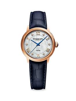 推荐Maestro Diamond & Mother-Of-Pearl Leather Watch商品