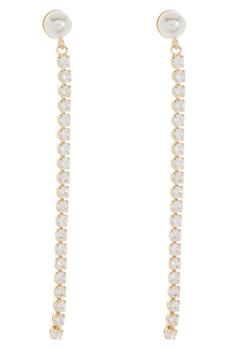 Nordstrom, Nordstrom | Imitation Pearl CZ Linear Drop Earrings商品图片 