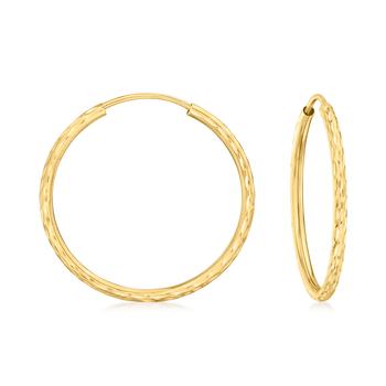 商品Ross-Simons 14kt Yellow Gold Diamond-Cut and Polished Endless Hoop Earrings图片