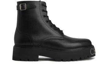 加拿大celine鞋, Celine | Celine Bulky Lace-Up Boot With Studded Outsole In Shiny Bull商品图片 