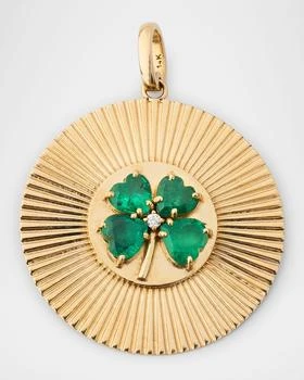 Siena Jewelry | 14K Yellow Gold Round Emerald and Diamond Clover Charm,商家Neiman Marcus,价格¥22440