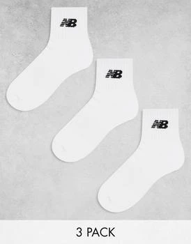推荐New Balance logo mid sock 3 pack in white商品