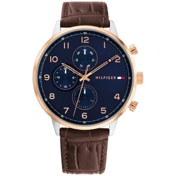 tommy hilfiger手表是什么牌子, Tommy Hilfiger | Men's Brown Leather Strap Watch 44mm商品图片 8折×额外8.5折, 额外八五折