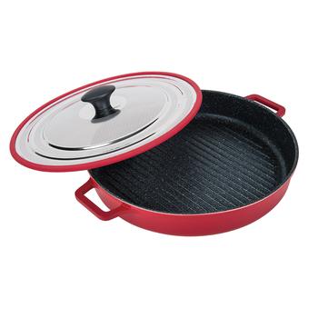 商品Stovetop Oven Grill Pan With Heat-In Steam-Out Lid, Non-Stick Cast Aluminum, 12"图片