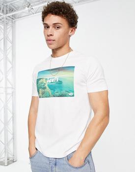 推荐Levi's t-shirt with chest placement scenic print in white商品