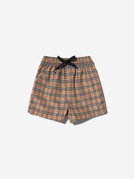 商品Burberry | Burberry Beige Baby Boys Check Branded Swim Shorts,商家Childsplay Clothing,价格¥852图片