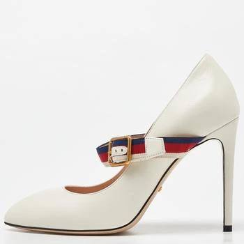 Gucci | Gucci Cream Leather Sylvie Mary Jane Pumps Size 38.5,商家The Luxury Closet,价格¥4847