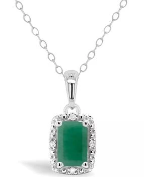 Macy's | Sapphire (5/8 ct. t.w.) and Diamond Accent Pendant Necklace in Sterling Silver (Also Available in Emerald),商家Macy's,价格¥1221