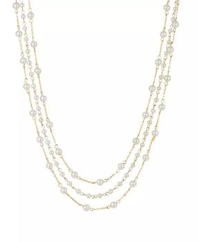 2028 | Women's Gold Tone Three Strand Imitation Pearl Chain Necklace,商家Macy's,价格¥247