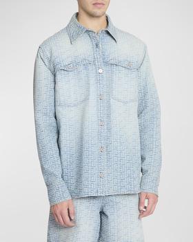 商品Balmain | Men's Jacquard Monogram Denim Overshirt,商家Neiman Marcus,价格¥16672图片