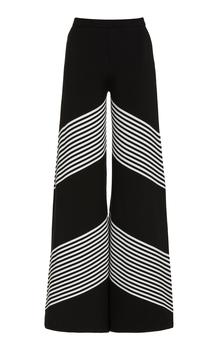 推荐Carolina Herrera - Women's Chevron Silk-Blend Wide-Leg Pants - Black/white - Moda Operandi商品