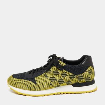 lv男鞋, [二手商品] Louis Vuitton | Louis Vuitton Yellow/Black Cotton Knit And Leather Run Away Sneakers  Size 41.5商品图片 满1件减$100, 满减