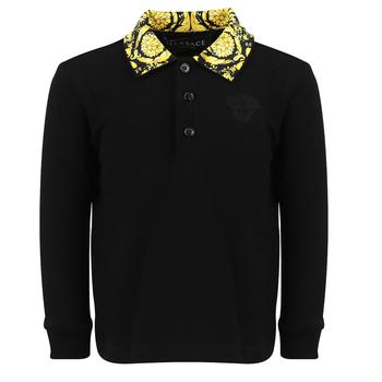 推荐Black Barocco Collar Long Sleeve Infant Polo Shirt商品