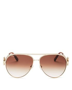 更多菲拉格慕墨镜, Salvatore Ferragamo | Women's Brow Bar Aviator Sunglasses, 60mm商品图片 额外9折, 额外九折
