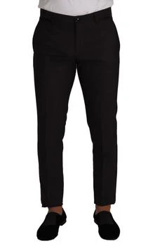 Dolce & Gabbana | Dolce & Gabbana Black Brown Formal Tuxedo Dress Pants,商家SEYMAYKA,价格¥2952