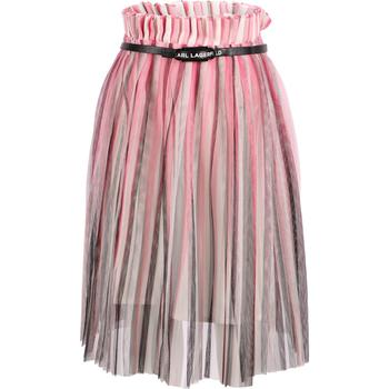 推荐Pleated tulle layer skirt with logo belt in pink商品