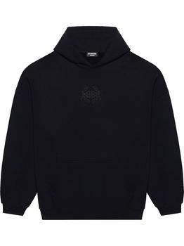 巴黎世家卫衣价格, Balenciaga | BALENCIAGA Logo crest-embroidered hoodie Black商品图片 