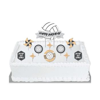 商品Bump, Set, Spike - Volleyball - Birthday Party Cake Decorating Kit - Happy Birthday Cake Topper Set - 11 Pieces图片