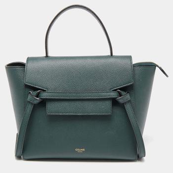 celine皮带, [二手商品] Celine | Celine Green Grained Leather Nano Belt Top Handle Bag商品图片 6.7折, 满1件减$100, 满减