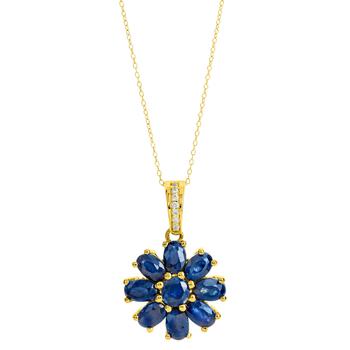 Savvy Cie Jewels | 18K Gold Vermeil 5.55Gtw Blue Sapphire Flower Pendant W/ Chain商品图片,2.2折×额外8折, 额外八折