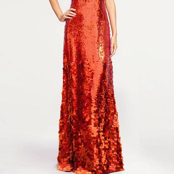 商品The Noelle | Orange Sequin V-Neck Slip Gown图片
