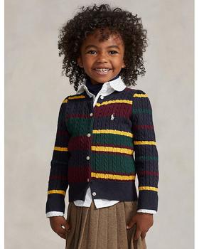 Girls' Striped Mini-Cable Cotton Cardigan - Little Kid, Big Kid