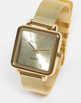 Brave Soul | Brave Soul mesh strap watch with sqaure dial in gold商品图片,3.6折