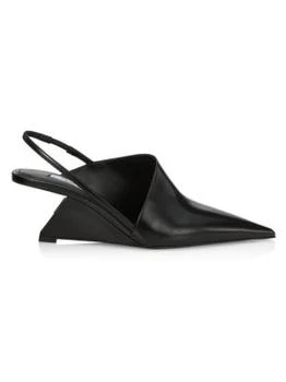 Prada | Leather Slingback Wedge Pumps,商家Saks OFF 5TH,价格¥4570