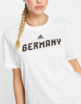 Adidas | adidas Football Germany World Cup 2022 logo t-shirt in white商品图片,额外9.5折, 额外九五折