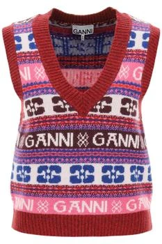 Ganni | Jacquard wool vest with logo pattern 7.0折