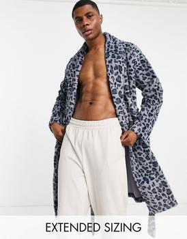 ASOS | ASOS DESIGN fleece dressing gown in animal print商品图片,7折