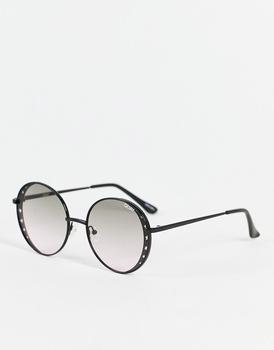 Quay round thin sunglasses in faded grey and black product img