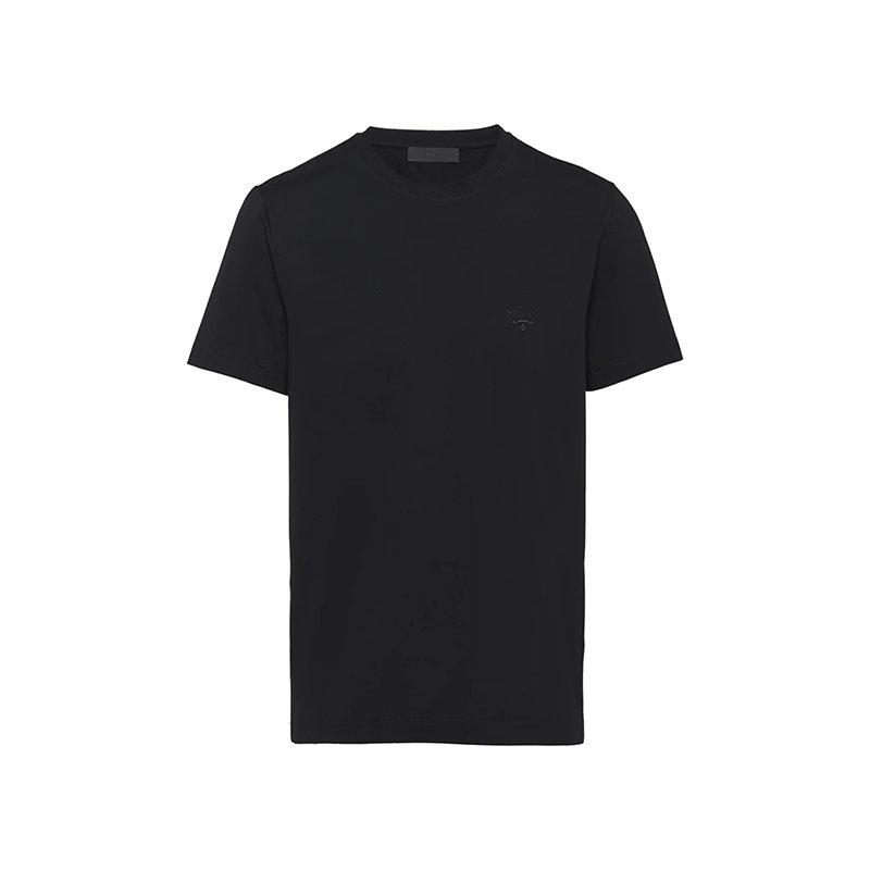Prada | 【预售3-7天】PRADA/普拉达 22年春夏新款 男士黑色弹力棉Logo刺绣短袖T恤UJM564_1UOR_F0002_S_092商品图片,7.9折, 包邮包税