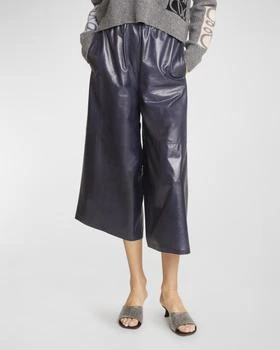 推荐Cropped Leather Trousers with Anagram Detail商品