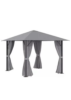 Outsunny | 10' x 10' Patio Gazebo Outdoor Canopy Shelter with Sidewalls Vented Roof Aluminum Frame for Garden Lawn Backyard and Deck Grey,商家Belk,价格¥3091