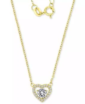 Macy's | Cubic Zirconia Heart Halo Pendant Necklace in 14k Gold-Plated Sterling Silver, 16" + 2" extender,商家Macy's,价格¥170