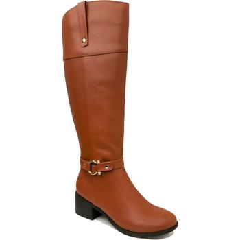 Karen Scott | Karen Scott Womens Vickyy Faux Leather Block Heel Knee-High Boots商品图片,1.3折, 独家减免邮费
