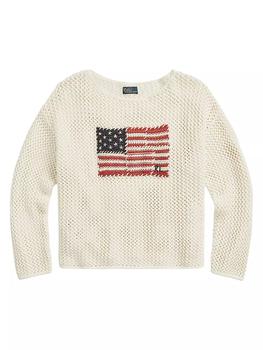 推荐Cotton Open-Stitch Flag Sweater商品