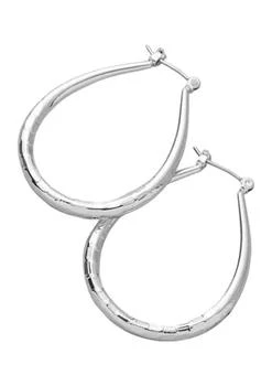 Belk | Silver Tone Oval Textured Hoop Earrings,商家Belk,价格¥151