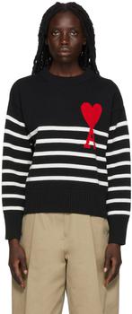 AMI | Black Ami de Cœur Sweater商品图片,额外8.5折, 独家减免邮费, 额外八五折