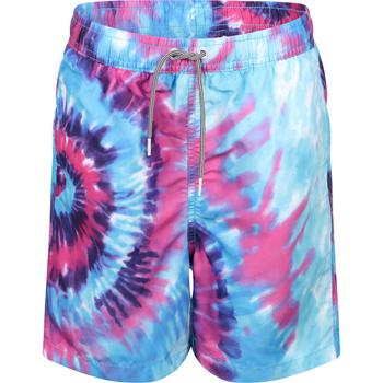 推荐Spiral tie dye swimming shorts in blue pink and purple商品