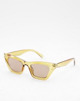 推荐ASOS DESIGN frame crystal brown cat eye sunglasses with tonal lens  - BROWN商品