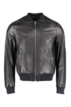 Prada | Prada Ribbed Hem Leather Bomber Jacket 
