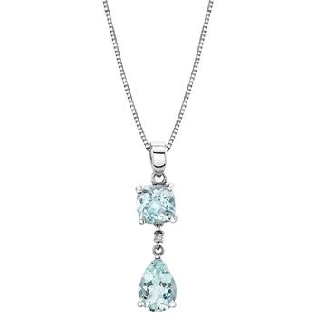 Macy's | Aquamarine (2-7/8 ct. t.w.) & Diamond Accent Double Drop 18" Pendant Necklace in Sterling Silver,商家Macy's,价格¥2670