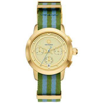 Tory Burch | Women's Chronograph The Tory Multicolor Stripe Nylon Strap Watch 37mm商品图片,