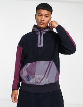 Armani Exchange | Armani Exchange half zip fleece sweatshirt in navy商品图片,7.5折×额外9.5折, 额外九五折