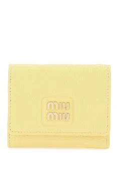 推荐Miu miu mini tri-fold madras wallet商品